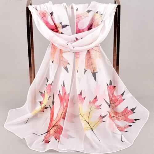 2020 New FAL/WIN Hot sale Maple Leaf chiffon scarf silk square hijab cool shawl ladies foulard femme Scarves hair bufanda mujer