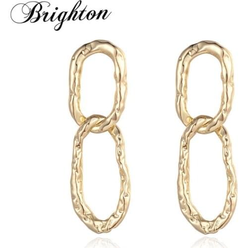 Brighton Vintage Bijou Drop Dangle Earrings For Women Fashion Double Geometric Metal Pendants Brincos Punk Jewelry Gift Hot Sale