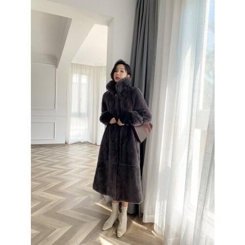 High Quality Real Rex Rabbit Fur Female Jacket Autumn Winter Long Oversized Womens Coats Warm Womens Clothing Casacos Zjt1670