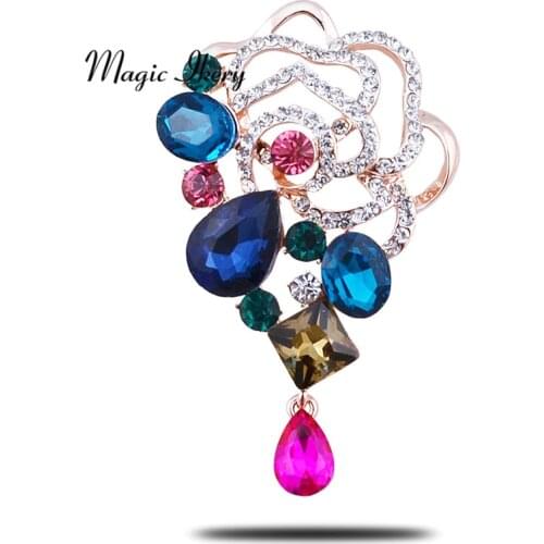 Magic Ikery Elegant Customized Bridal Wedding Bouquet Brooch Roses Romantic Wedding Colorful Brides Bouquet MKN016