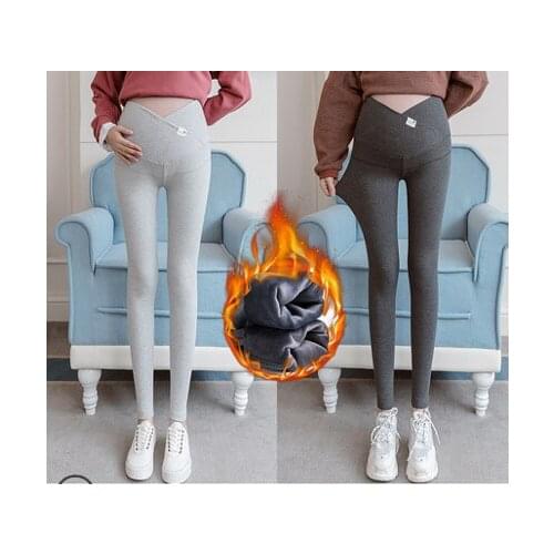 Winter Maternity Leggings Cotton Cross Low Waist Pregnant Belly Pants Skinny Trouser For Pregnancy Women Plug Size