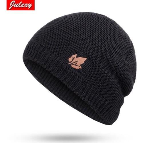 2021 Winter Hat Mens Wool Hat Maple Leaf Cashmere Pullover Cap Autumn And Winter Ear Protection Knitted Hat Korean Cotton Hat