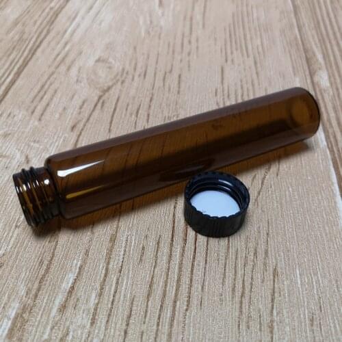 10Pcs 27x140mm 60ml Brown Glass Sample Bottle Glass Reagent Bottles with Plastic Lid Black Screw Cap For Laboratory Chemical Use
