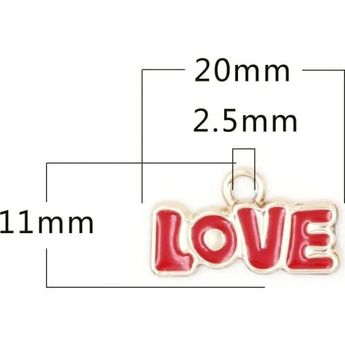 10pcs/lot Love Dangle Handmade Enamel Charms Pendant DIY for Bracelet Necklace Bag