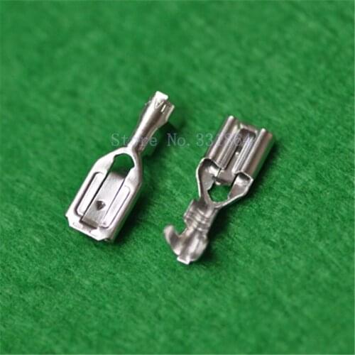 100pcs Free Shipping 6.3MM self-locking interlocking female terminal connector terminal with hook and pinch spring cold contact