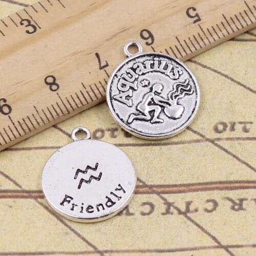 15pcs Charms Zodiac Aquarius Friendly 20x17mm Tibetan Pendants Crafts Making Findings Antique Jewelry DIY For Necklace