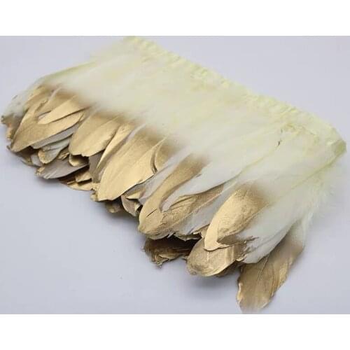 2Meters/lot dying gold silver Goose Feather ribbon Trims DIY feathers for crafts decor feathers Dress Cloth Belt Clothing Plumas