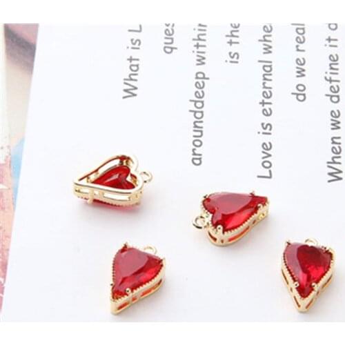 2pcs Korean Real Gold Electroplating Zircon Pendant Heart Statement Earrings For Women Necklace Accessories Material Diy Jewelry