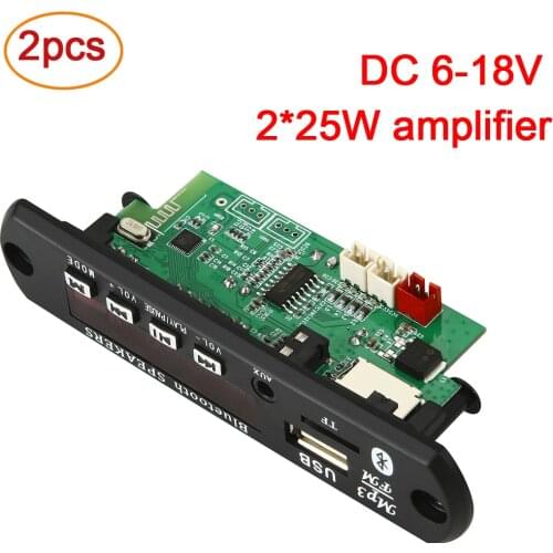 2pcs/pack 2*25W 50W amplifier MP3 WMA Player Decoder Board 6V-18V Bluetooth 5.0 Car Player FM Radio Module Support TF USB AUX