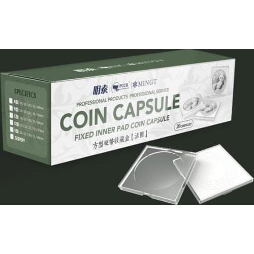 20PC/SetS Coin Square Storage Box Display Variety Diameter Plastic Box Coin Holder Capsules Container Coin Transparent 50Sets SN