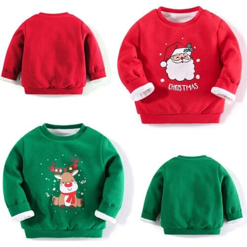 2021 Christmas Children Clothes Boys Girls Sweater Long Sleeve Sweatshirts Pullover Tops Cartoon Santa Snowman Print 2-8 Years