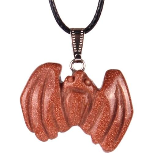 24pcs Bat Natural Stone Quartz Crystal Necklace Pendant Druzy Reiki Healing Pendulum Jewelry Making For Women Men Gift Wholesale