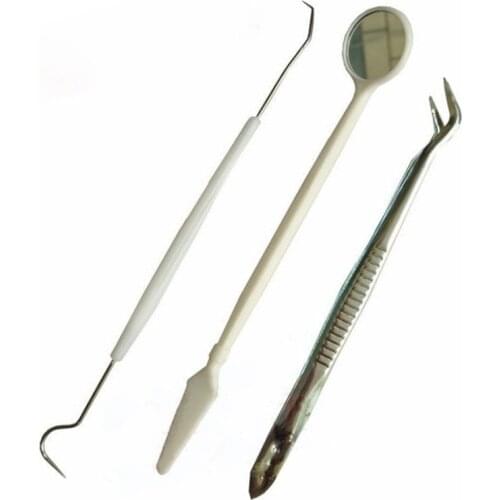 3pcs Mouth Mirror Dental Kit Tooth Cleaning Kit Probe Hook Pick Tweezer Set dental Instrument Oral Hygien Dentist Prepare Tools