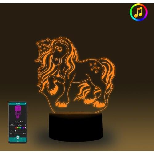 Unicorn 3D Illusion Lamp Touch/Remote Control/Smart LED Light Music Sync Night Light Bedroom Decoration Birthday Gift For Girl