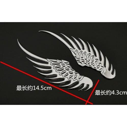 3D Silver Auto Stickers Metal Angel Eagle Wings Badge Emblem Decal Motorcycle Modified Car Accessories
