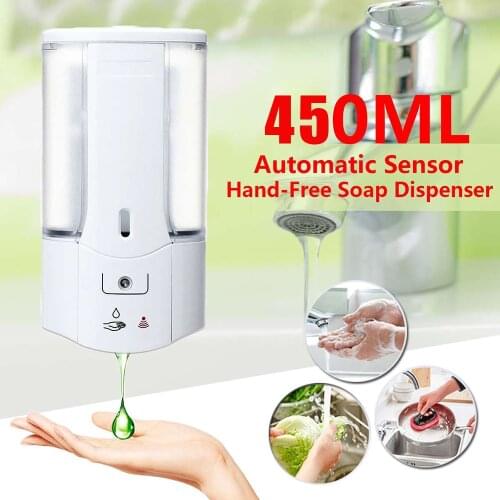 450mL Automatic Soap Dispenser Wall Mounted Infrared Induction Smart Liquid Soap Dispenser for Kitchen Bathroom Accessory