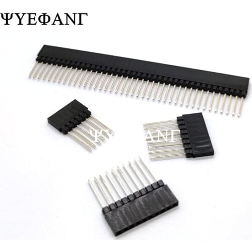 5pcs 2.54mm PC104 Female Header 1X6P/8P/10P/40P Straight Pin Length 12mm single row Gold-plated