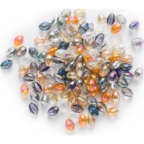 50pcs Oval Faceted Crystal Glass loose spacer Beads Jewelry Making DIY Handmade Headwear Bracelet Wholesale 6-11mm
