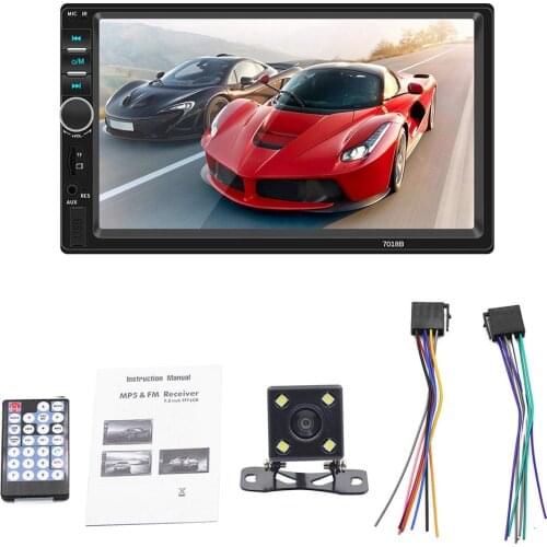 7018B 7 Inch Double Ingot HD Car MP5 Player Bluetooth Hands-free Reversing Film Television One Machine With 4Led Camera
