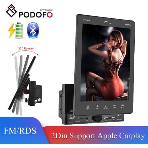 Podofo 2Din 9.5" Vertical screen Car MP5 Player IPS Bluetooth FM Car Stereo Suppport Rear AHD Camera Apple Carplay 2Din Radio