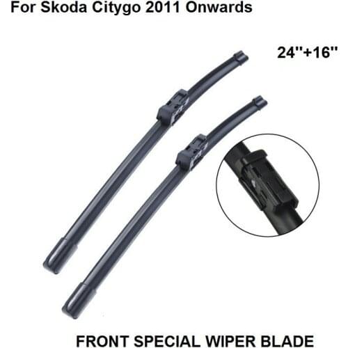 Car Accessory 24''+16'' Windshield Wiper Blade For Skoda Citygo 2011 Onwards Natural Rubber Bracketless