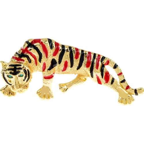 CINDY XIANG Hunting Tiger Brooch Women And Men Pin Animal Design Fashion Jewelry 2021 Style 2 Colors Available Alloy