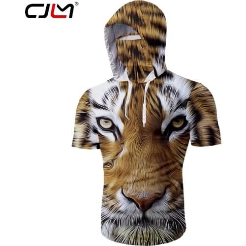 CJLM Custom Shirt Oversized 3D Animal Tiger Print Sports Ninja Short-sleeved Face Mask T-shirt New Summer Purchase Wholesale 5XL
