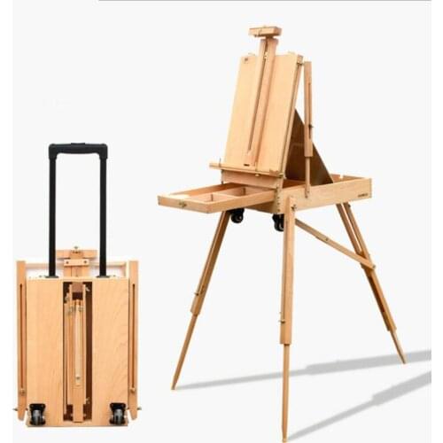 Ltalian Bracket Oil Painting Box Wooden Easel Go Out To Sketch With Pulley Pushable