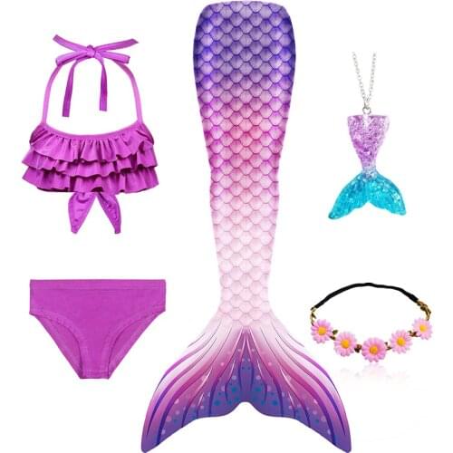 Girls Kids Bikini Mermaid Tail with Finned for Swimming Childs Split Swimsuit Mermaid Tail Clothing Swimwear Cosplay Costume