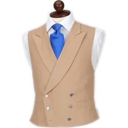 Double Breasted Men Suit Vest with Peaked Lapel Slim fit One piece Man Suit Waistcoat Custom Wedding Tuxedo Waist coat Fashion