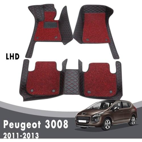 Double Layer Wire Loop Carpets For Peugeot 3008 2013 2012 2011 Car Floor Mats Auto Interiors Accessories Front And Rear Side Rug