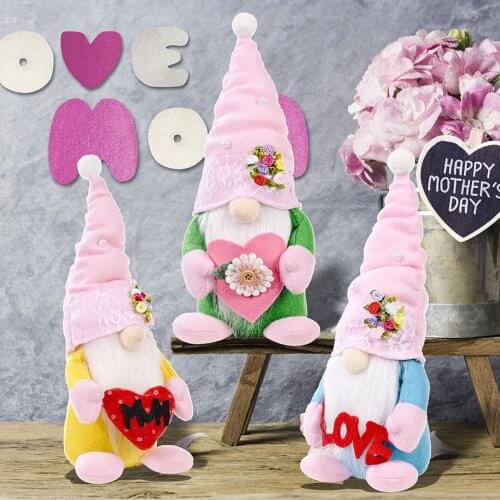 Mothers Day Gnome Plush Toy LOVE MUM Flowers Dwarf Faceless Doll Ornaments Cute Cartoon Plush Doll Stuffed Toy Kids Toys Gifts