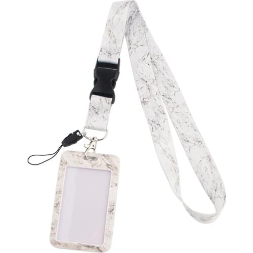 JF0134 White Marble Pattern Neck Strap Lanyard for Key ID Card Badge Holder Phone Rope Keychain Cameras Lanyards