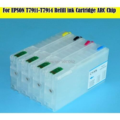 T7911 Refillable Ink Cartridge With ARC Chip For Epson T7911 - T7914 WF -4630/4640/5110 5190/5620/5690 Printer