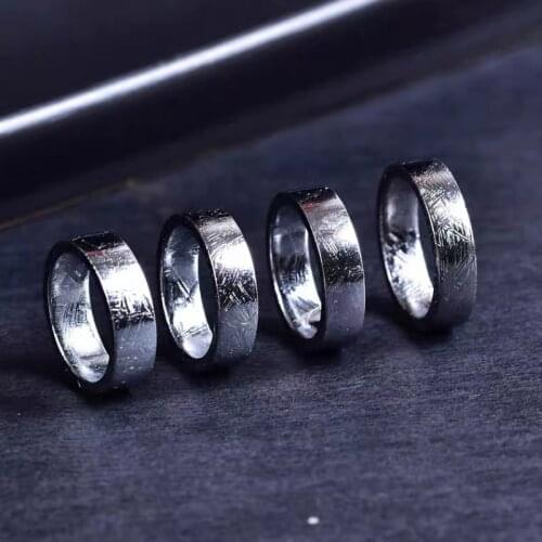 Genuine Natural Gibeon Iron Meteorite Fashion Ring Silver Plated Jewelry Wedding Rings Women Men Size 6 7 8 9 10 11 12 AAAAA