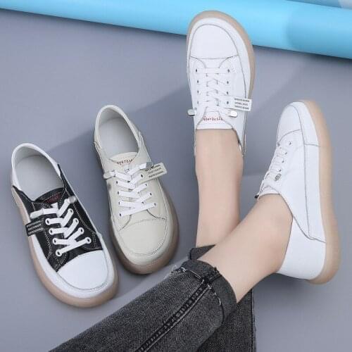 ZEEKSON Casual Personality White Shoes Korean Fashion Womens Sneakers Round Toe Low-top Single Shoes Elastic Band Womens Shoes