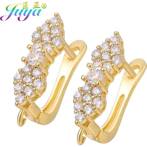 Juya DIY Women Earring Fittings Supplies Gold/Silver Color Creative Earring Hooks Accessories For Fashion Earring Jewelry Making