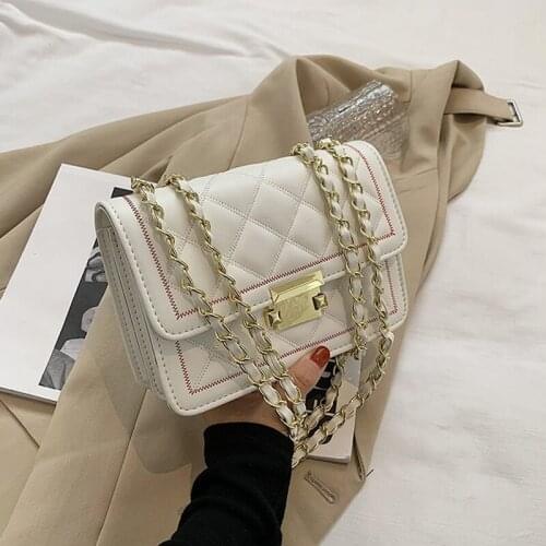 Lattice Square Crossbody bag 2020 Fashion New Quality Matte PU Leather Womens Designer Handbag Chain Shoulder Messenger Bag