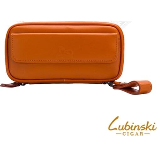 LUBINSKI Genuine Leather Tobacco Storage Box Cigar Cigarette Case Bag Pipe Pocket Pipe Holder Tool For 2 Pipes Case For Cohiba