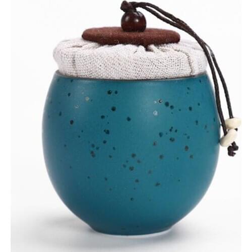Small Tea Caddy with Wood Cloth Cork Storage Jar Kitchen Teaware Ceramic Sealed Tea Jar Green Tea Coffee Canister Storage Boxes