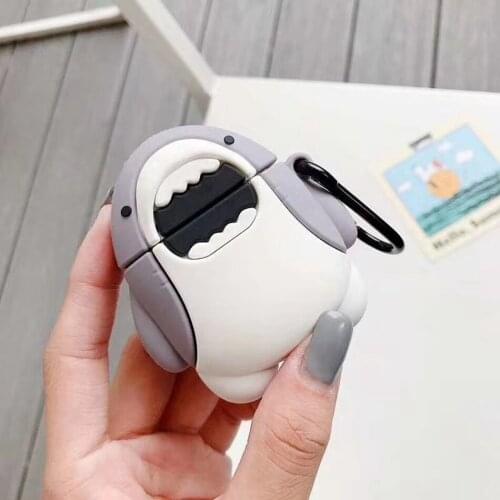 Mini Pro 5 Cases Cartoon shark funny cute Accessories Silicone Earphone Cover Mini Pro 5 TWS Case with hook Anti-lost case