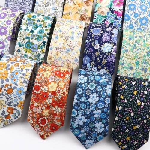 New Soft Floral Tie For Men Women 100% Cotton Necktie Beautiful Print Flower Skinny Casual Gravata Dress Wedding Party Accessory