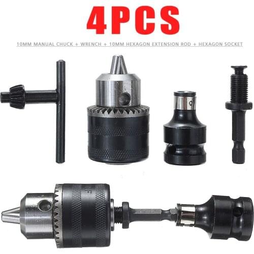 4pcs/set Chuck Conversion Kit 1/16" to 3/8" Drill Bit Chuck Convert Adapter Tool 1/4" Quick Change Hex Shank