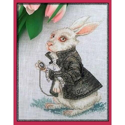 11/14/16/18/22/25/28CT choose color Chic Counted Cross Stitch Kit The Gentleman Rabbit Bunny High Quality Embroidery Sets