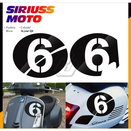 Motorcycle Decals Number 6 Case for Vespa Series 2 Sei Giorni GTS 300 2019 2020