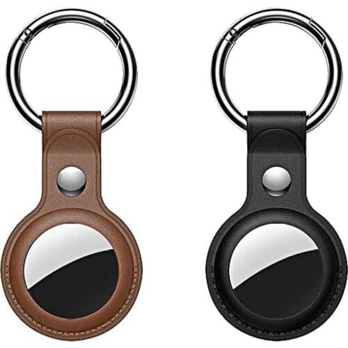 New Upgrade Version for Air Tag Holder with Keychain, Luxury Pu Leather,Suitable for Apple Air Tag ( 2 Pack)