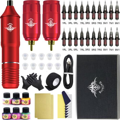 Professional RCA Interface Rotary Tattoo Machine Pen Kit Wireless Power Tattoo Machine Set With Cartridge Needle Tattoo Body Art