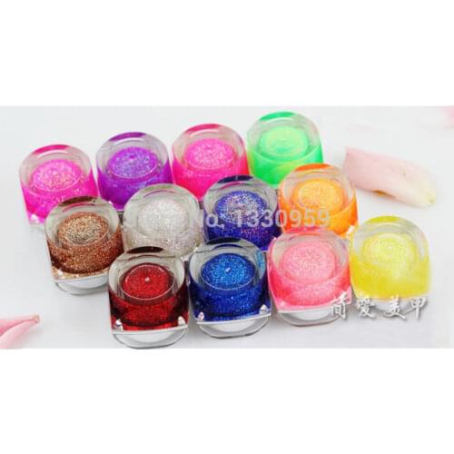 Pro 8ml X 12 Colors Dust Glitter UV Gel Shiny Charming Acrylic Nail Art Gel Polish