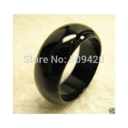 Cool Black natural jade ONYX Band Ring