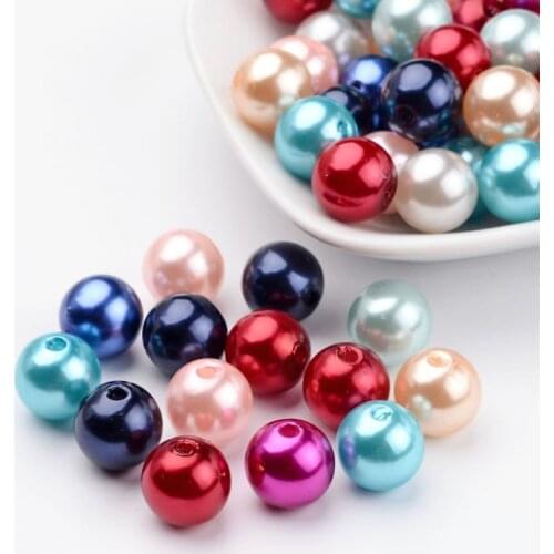 500g 6/8/10/12/14/16/18/20mm Colorful Acrylic Beads Imitation Pearl Style Round Mixed/Ivory For DIY Jewelry Making Handicrafts